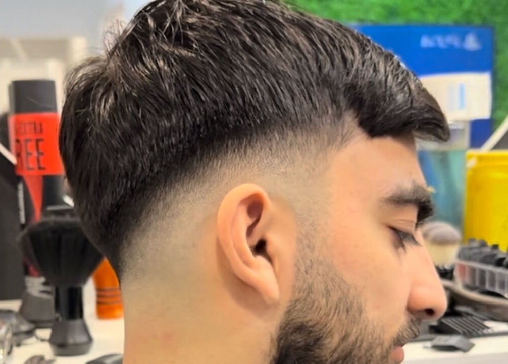 Close-up of a stylish haircut at Fade Arcade, Sydenham, New South Wales, AU.