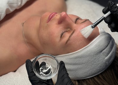 Facial treatment at THE SKIN PROJECT in Warrington, England, GB, highlighting precision skincare application.