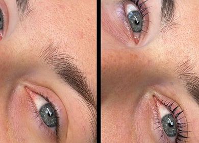 Eyelash lift transformation at Beauty by Sarah, Llanharan, Wales, GB, showcasing stunning results.