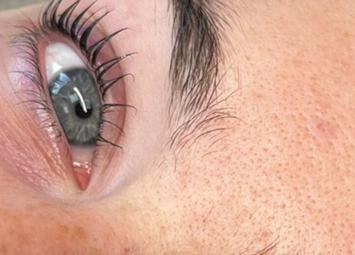 Close-up of eye with detailed lashes at Beautybysarah, Coity, Wales, GB.