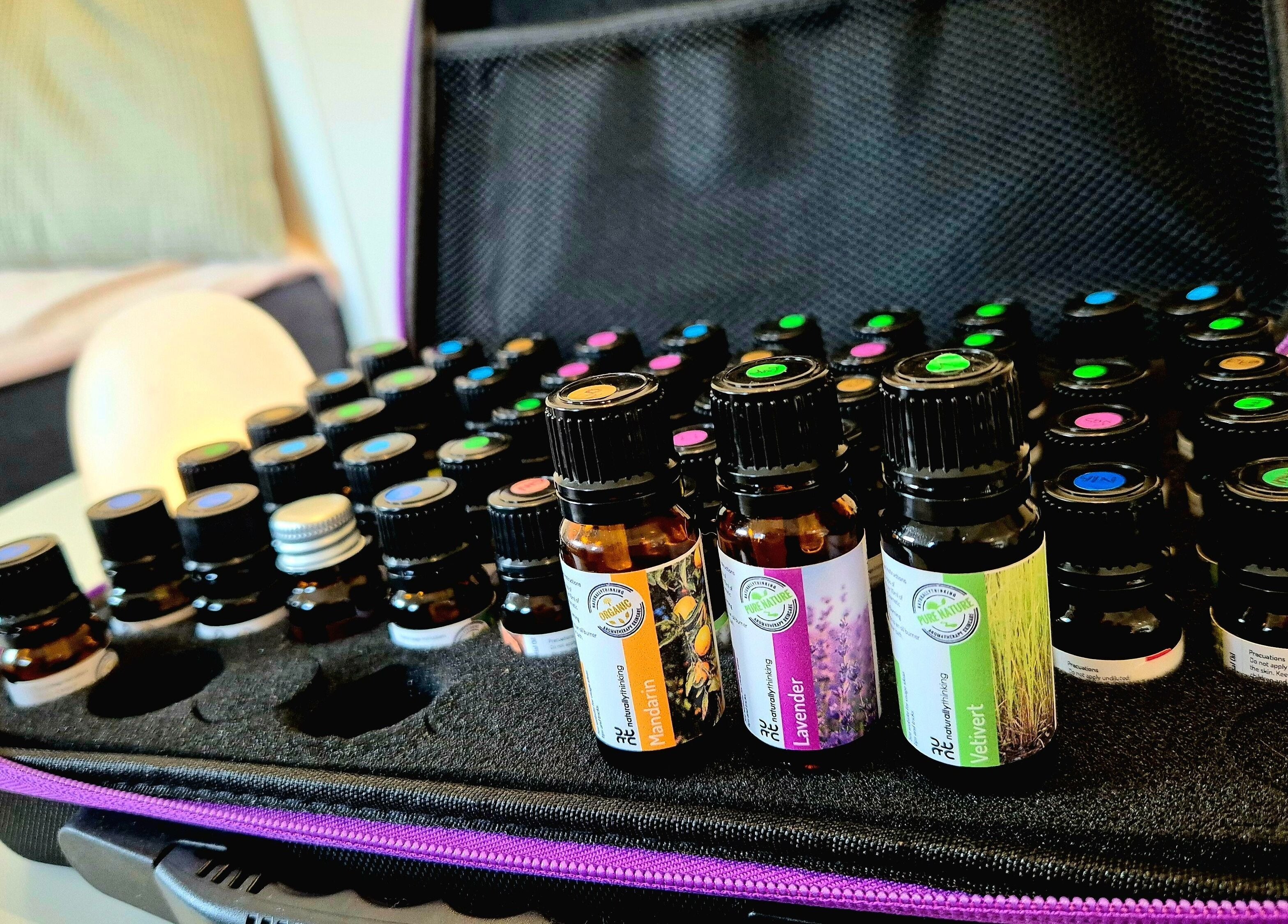 Essential oils set at Calathea Holistic Health and Wellness, Wimborne, England, GB.