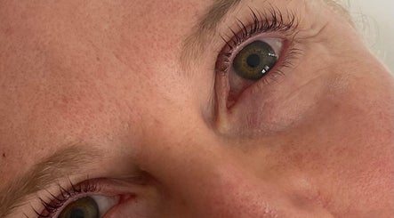Close-up of a serene eye showing detailed lash extensions at Something About You, Bearpark, England, GB.