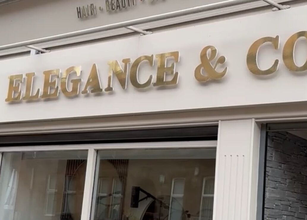 E Elegance & Co. front signage in Paisley, Scotland, GB, showcasing its chic and inviting exterior.