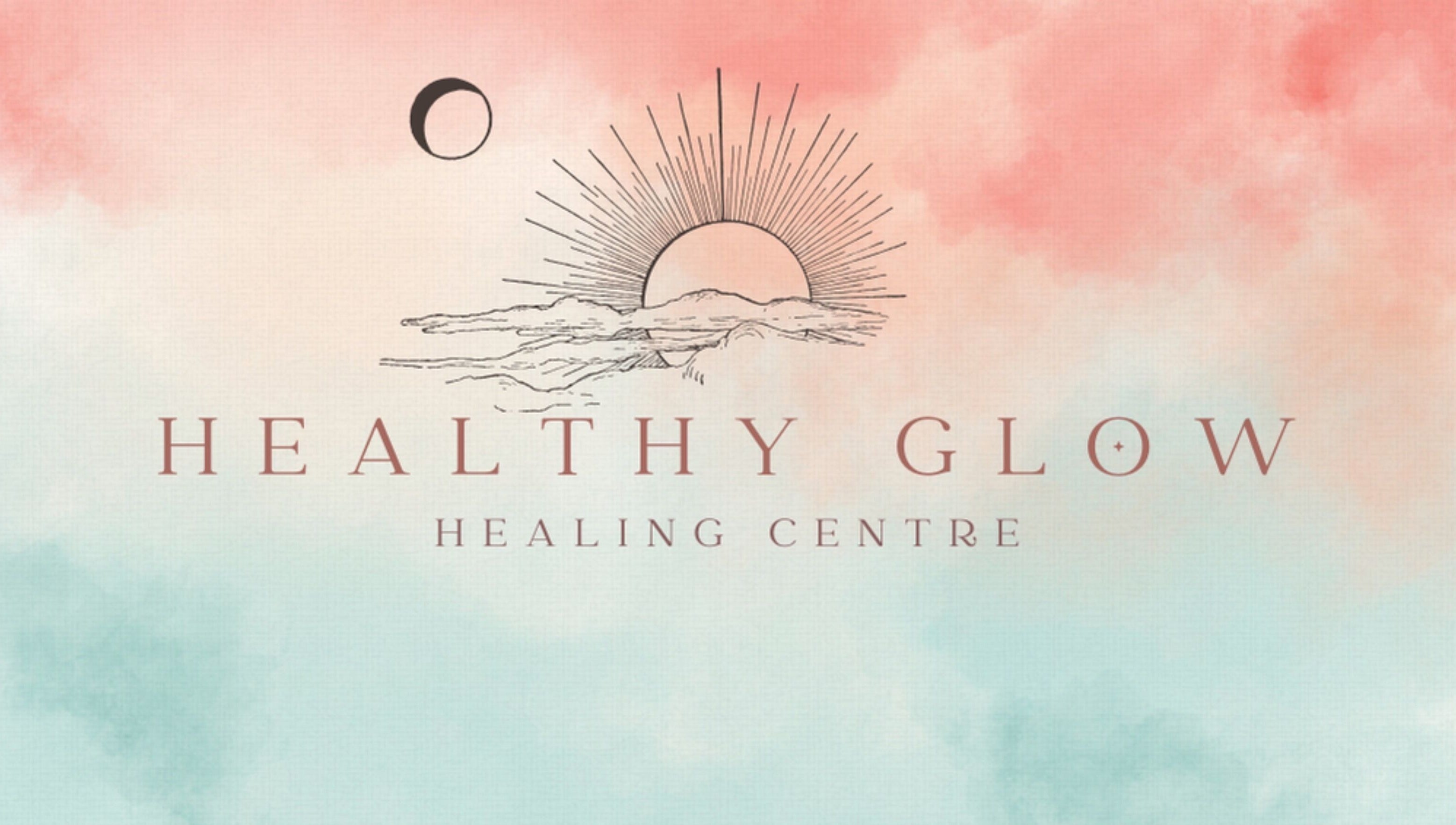 Healthy Glow Healing Centre logo with celestial design in Pambula, New South Wales, AU.