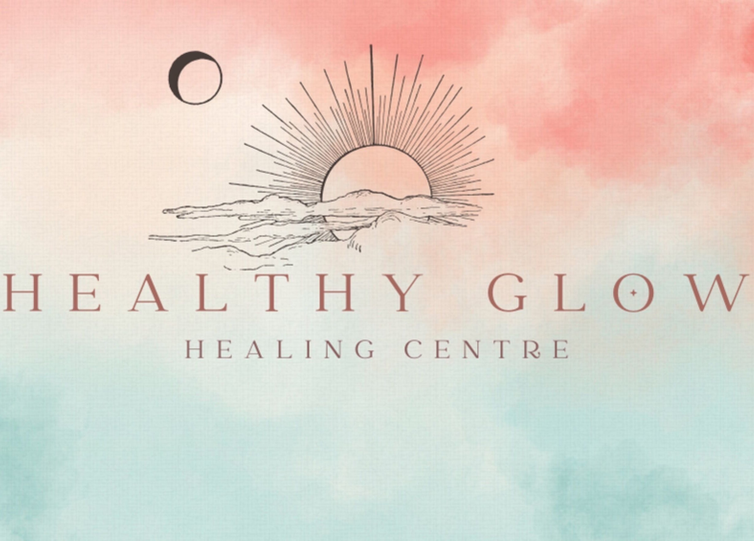 Healthy Glow Healing Centre logo with celestial design in Pambula, New South Wales, AU.