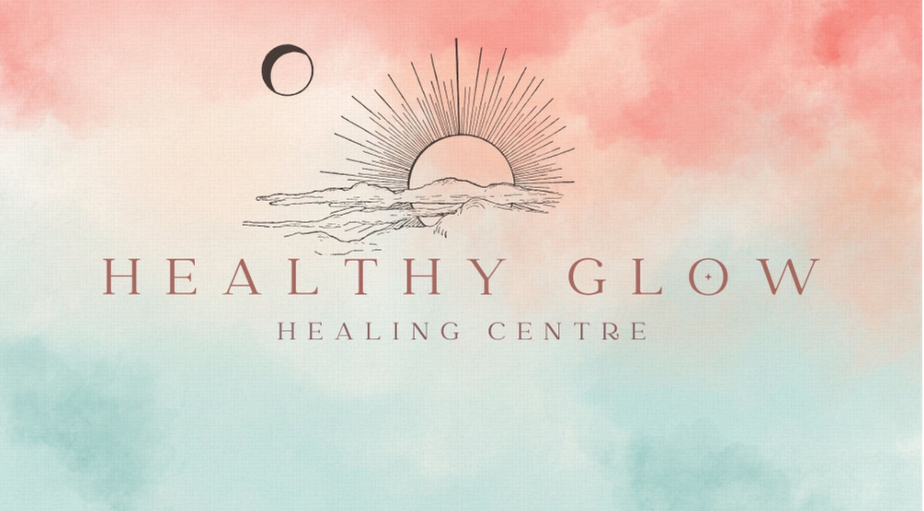 Healthy Glow Healing Centre logo with celestial design in Pambula, New South Wales, AU.