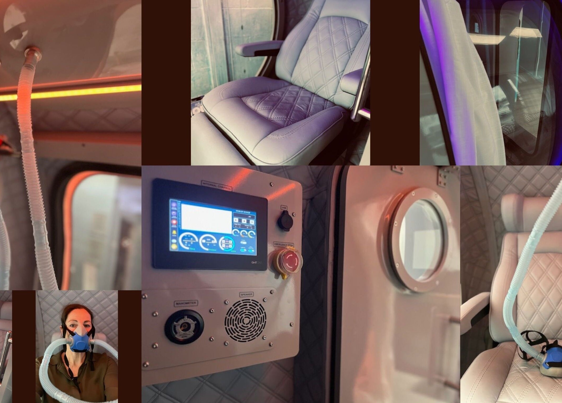 Modern oxygen therapy capsule at Healthy Glow Healing Centre, Pambula, New South Wales, AU.