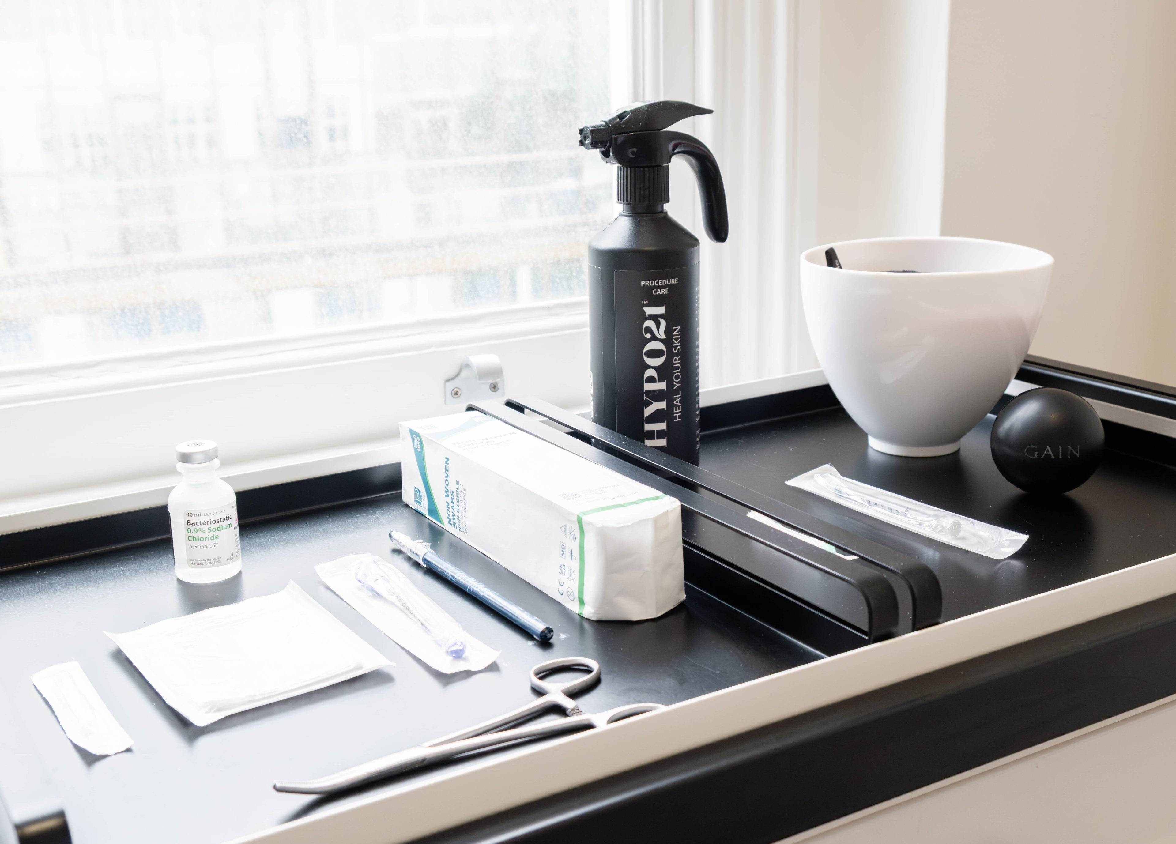 Professional aesthetic tools at Dr Kajal Aesthetics, London, England, GB, showcasing a hygienic setup.