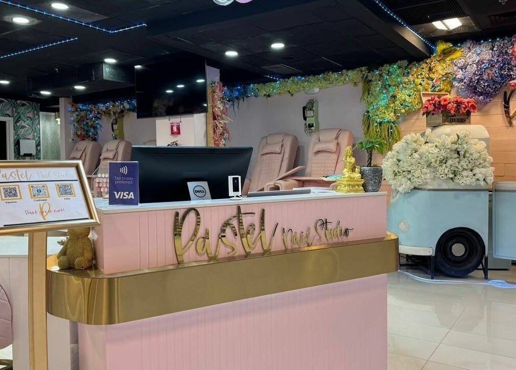 Inside Pastel Nail Studio, South Boston, beautiful decor and inviting ambiance.