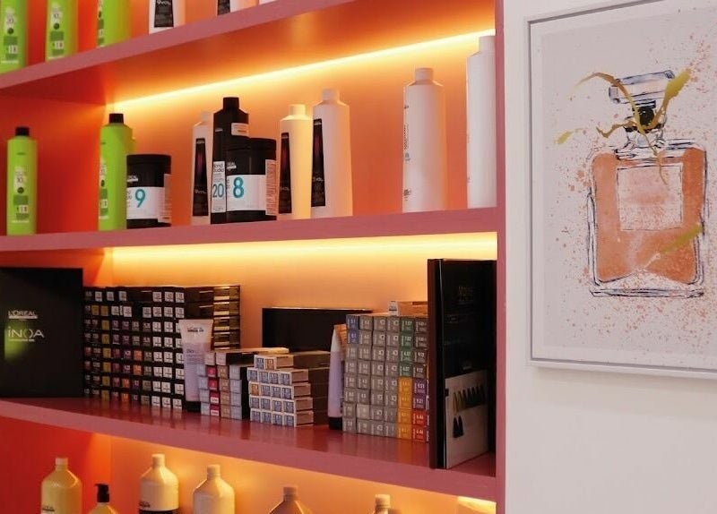 Vibrant shelves displaying beauty products at Soarè Beauty Ladies Salon, Dubai, Dubai, AE.