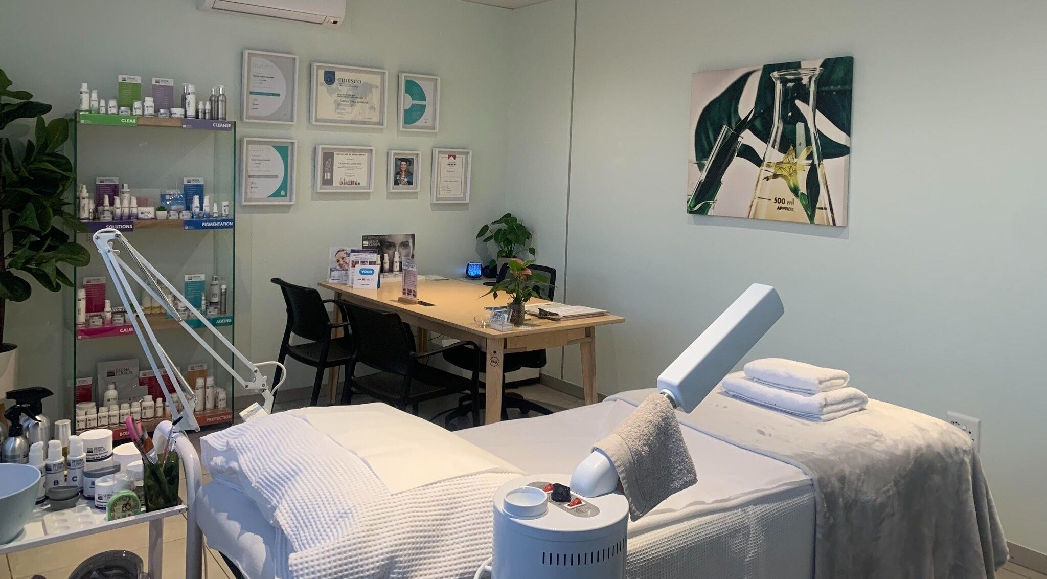 Calming treatment room in Serene Aesthetics, Centurion, Gauteng, ZA featuring cozy bed and elegant decor.