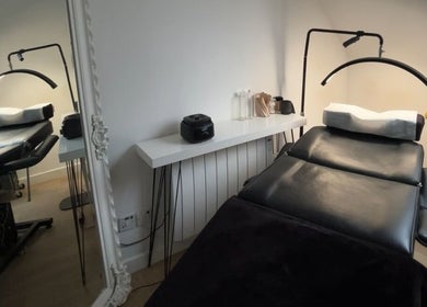 Modern beauty treatment room at bylaceycathcart in Rosyth, Scotland, GB with sleek furnishings and ambient lighting.