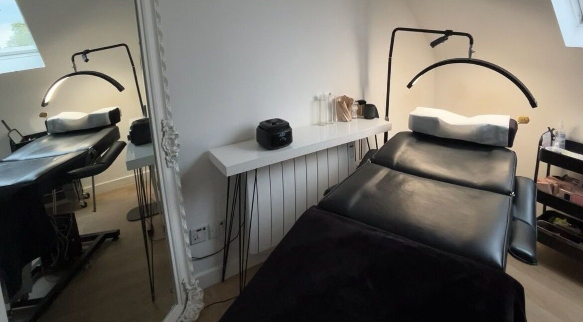 Modern beauty treatment room at bylaceycathcart in Rosyth, Scotland, GB with sleek furnishings and ambient lighting.