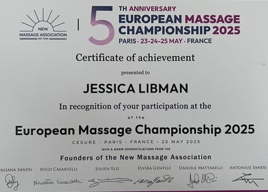 Certificat IEC 2025 reçu par Jessica Libman - Massages & Aromathérapie olfactive, Plaisir, Île-de-france, FR.