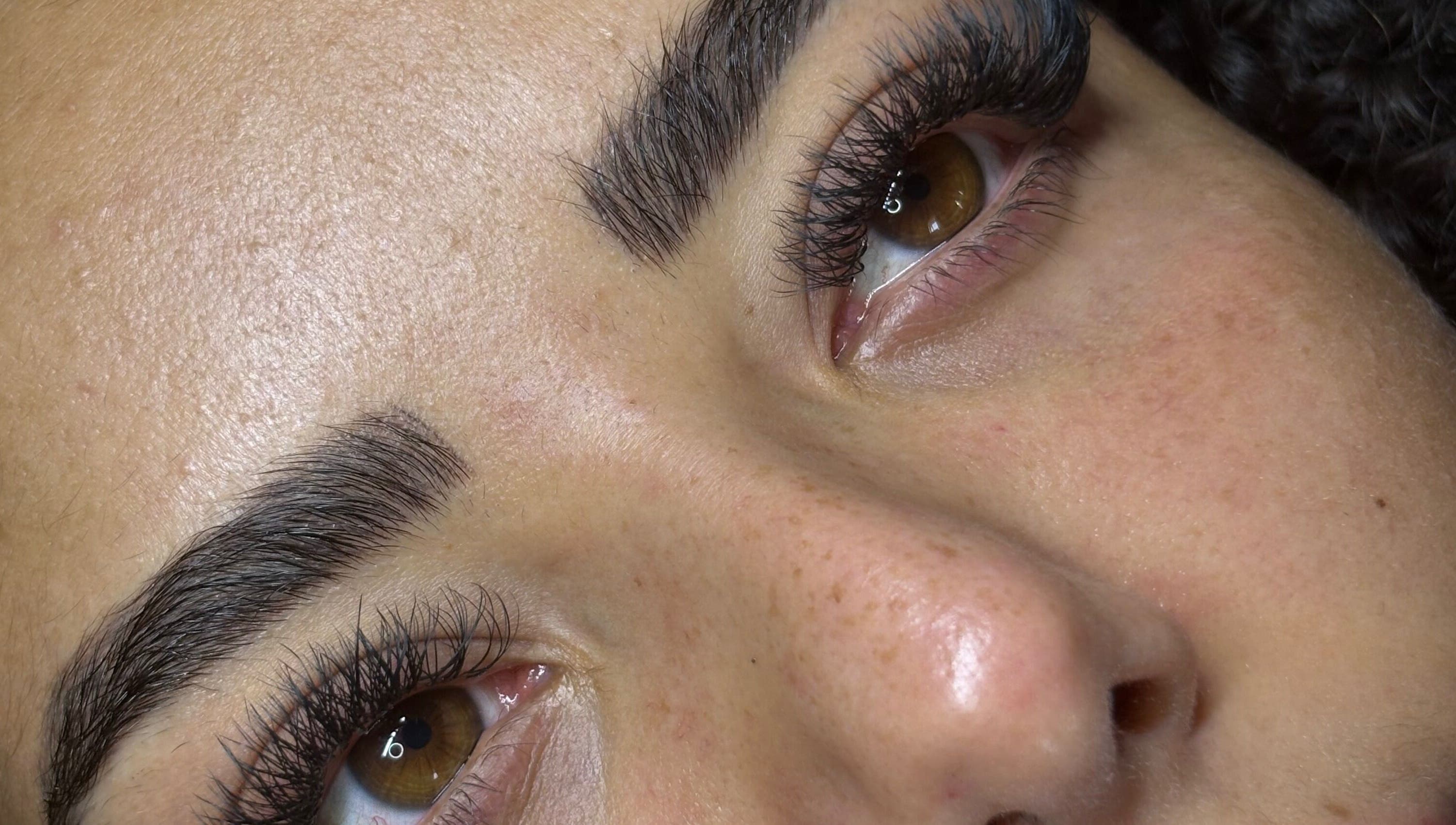 Close-up of expertly done lash extensions at LZR Lashes, Edgware, England, GB.