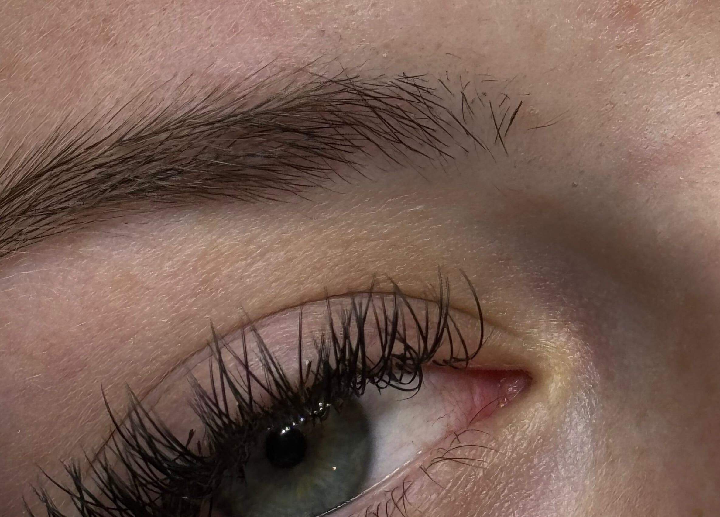 Close-up of expertly shaped lashes at LZR Lashes, Edgware, England, GB.