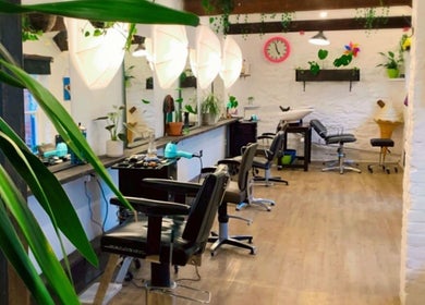 Spacious Lissybeth Hair @ Hybrid salon in Truro, England, GB with modern decor and comfortable seating.