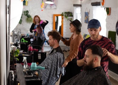 Professional hairstylists at Lissybeth Hair @ Hybrid (Formerly Koyo), Truro, England, GB creating trendy styles.