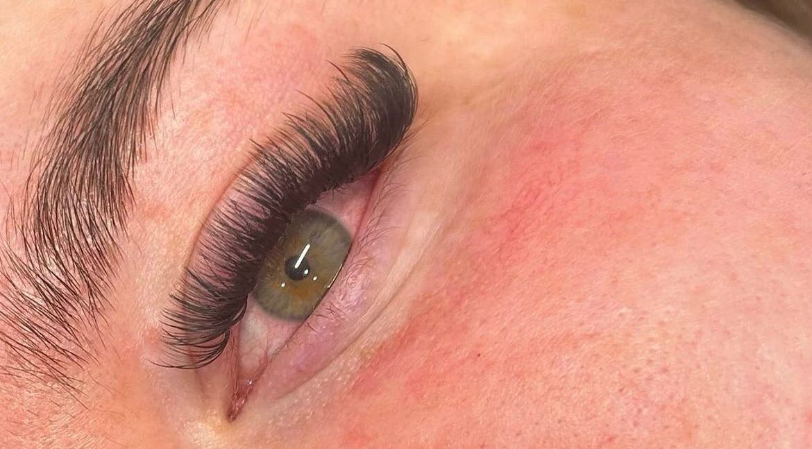 Close-up of eyelash extensions at Lashes by Tegan, Barnsley, England, GB highlighting natural lash enhancement.