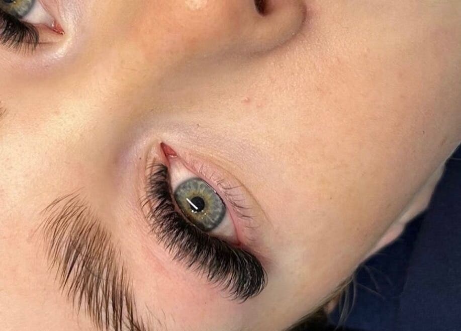 Close-up of glamorous eyelash extensions by Lashes by Tegan in Barnsley, England, GB.