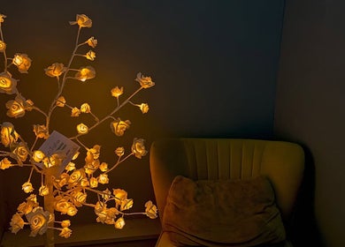 A cozy corner with glowing floral lights at JS Forever Massage Zone, Dublin, County Dublin, IE.