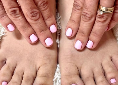 Elegant pink manicure and pedicure at Geri Nails Art Studio, London, England, GB.