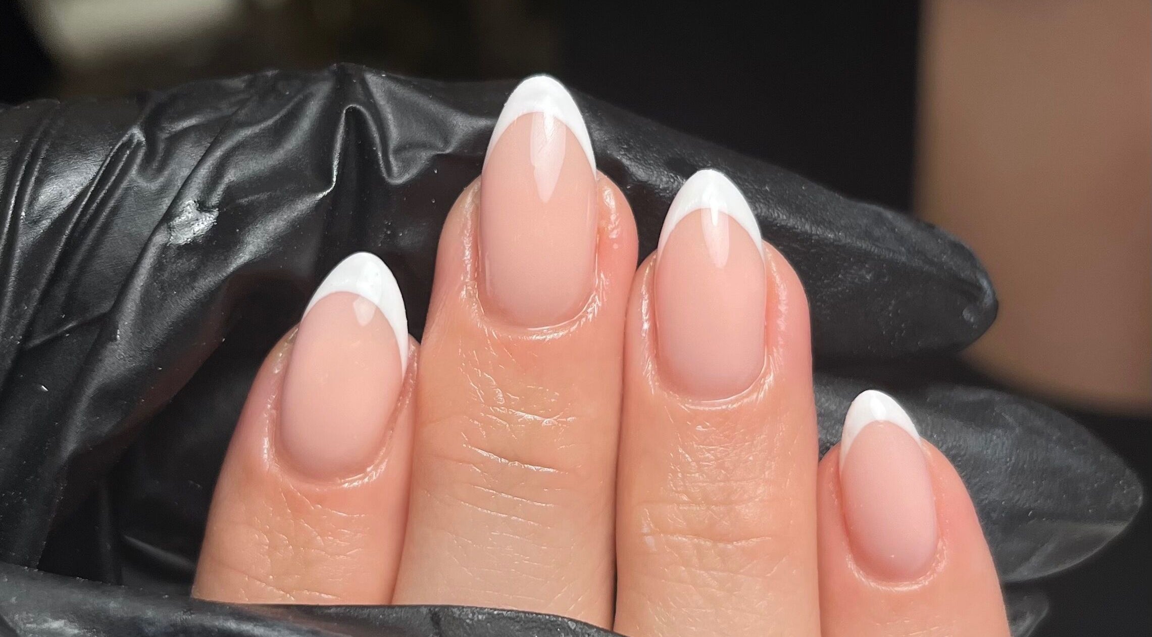 French manicure at By Cat Marie, Cura Nail Studio, Glasgow, Scotland, GB. Elegant design with glossy finish.