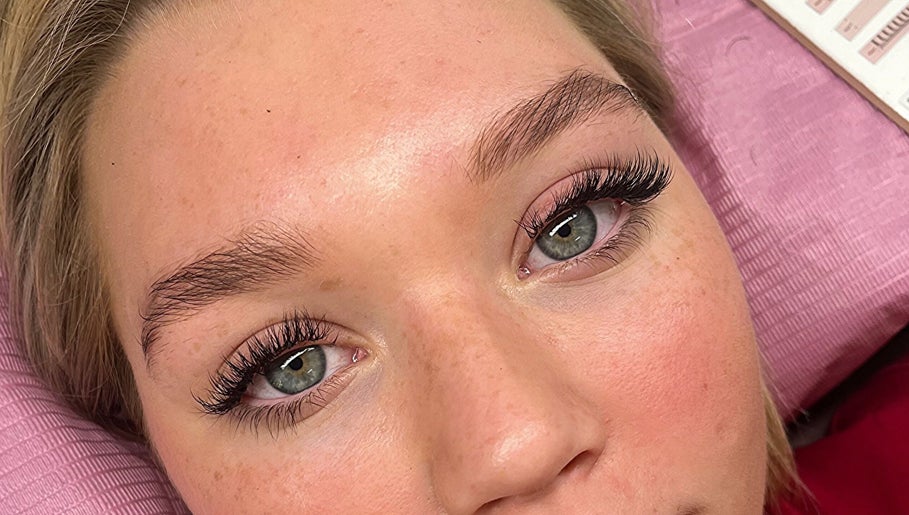 Close-up of eyelash extensions at Adri's Beauty Bar, Tinbeerwah, Queensland, AU.
