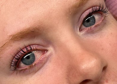 Close-up of curled lashes at Adri's Beauty Bar, Tinbeerwah, Queensland, AU.