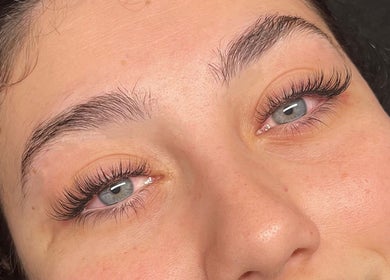 Close-up of elegant eyelash extensions at Adri's Beauty Bar, Tinbeerwah, Queensland, AU.