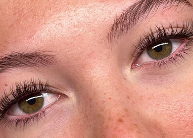 Close-up of lush eyelashes at Adri's Beauty Bar, Tinbeerwah, Queensland, AU.