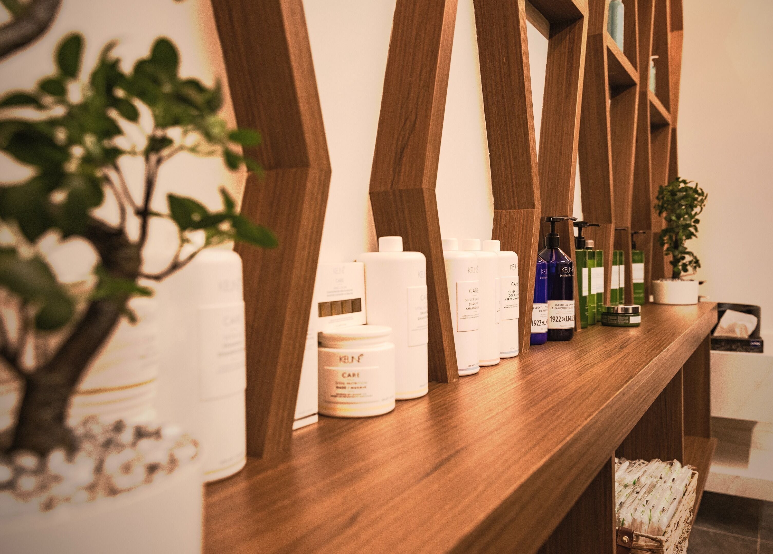 Modern product display at Dapper Barbershop, Dhahran, Eastern Province, SA, showcasing premium beauty items.