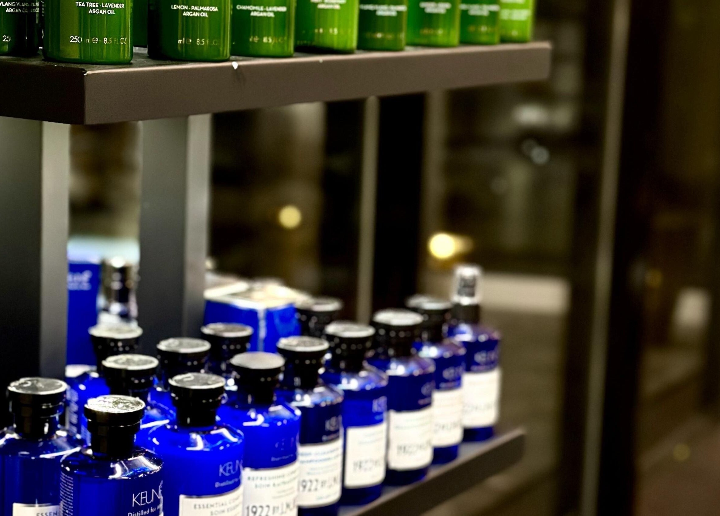 Haircare products on display at Dapper Barbershop, Dhahran, Eastern Province, SA.