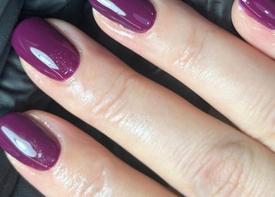 Manicure with elegant plum nails at By Tia Maria - Beauty in Fleet, England, GB.