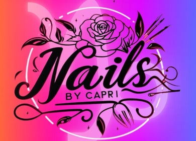 Logotipo creativo de Nails by Caprii en Avilés, ES con diseño floral y pinceles artísticos.