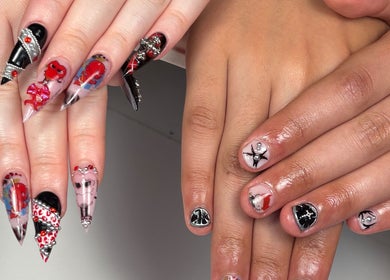 Diseños de uñas artísticas en Nails by Caprii, Avilés, ES, mostrando creatividad en estilos.