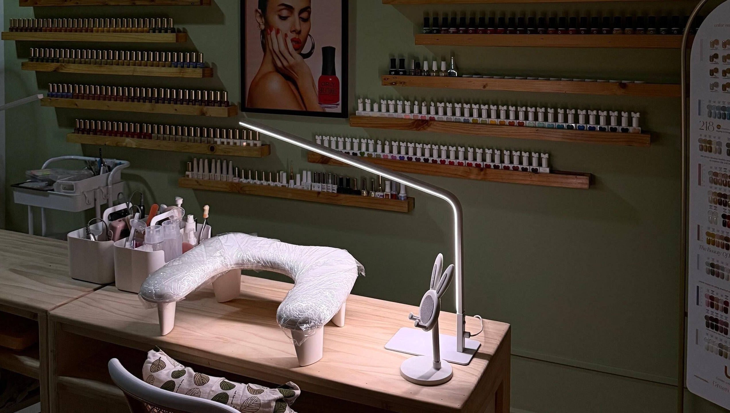 Grace By Riyaa in Shah Alam, Selangor, MY offers a stylish manicure station with modern decor.