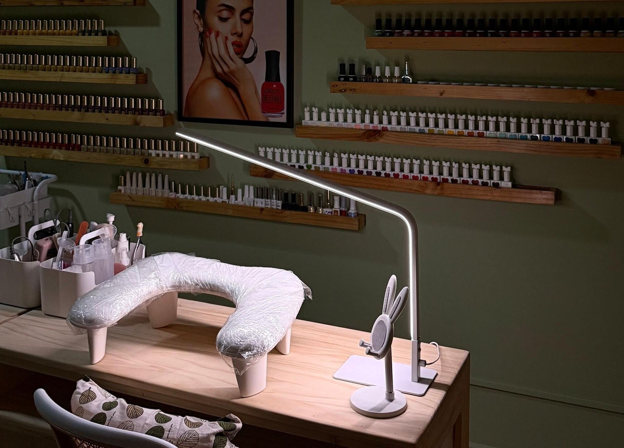 Grace By Riyaa in Shah Alam, Selangor, MY offers a stylish manicure station with modern decor.