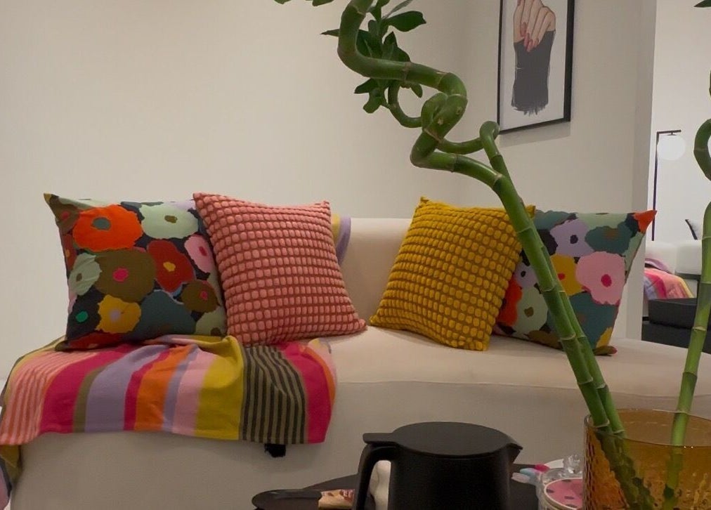 Colorful cushions and vibrant decor at NAILAX | نيلاكس in Riyadh, Riyadh Province, SA.