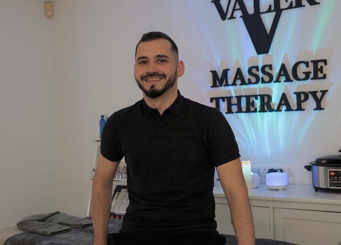 Therapist at VALER Massage Therapist and Male Waxing in Ruislip, England, GB with tranquil setup.