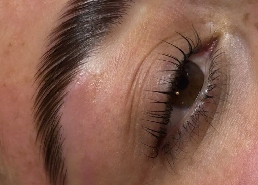 Close-up of expertly shaped eyebrows at Luminous with Lil, Barrow-in-Furness, England, GB.