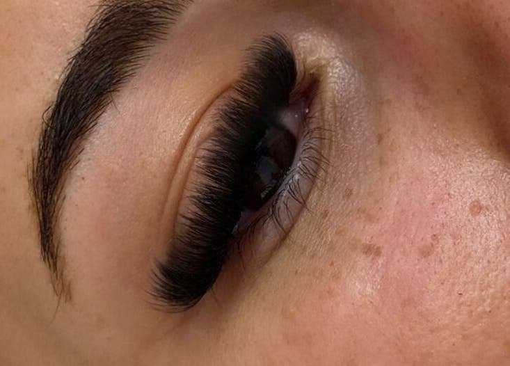 Closeup of expertly styled eyelashes at Luminous with Lil, Barrow-in-furness, England, GB.
