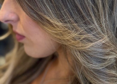 Close-up of elegant hair highlights at Kiah Lopez Beauty, Gibraltar, GI.
