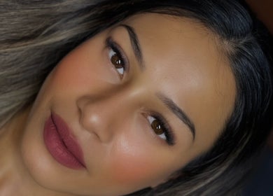 Close-up of a fresh makeup look at Kiah Lopez Beauty in Gibraltar, GI, showcasing flawless skin.