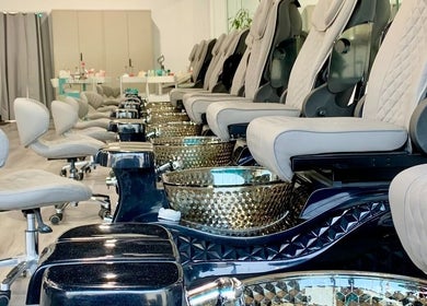 Luxurious pedicure chairs at BeautyBar SGV in San Gabriel, California, US offering top-notch relaxation.