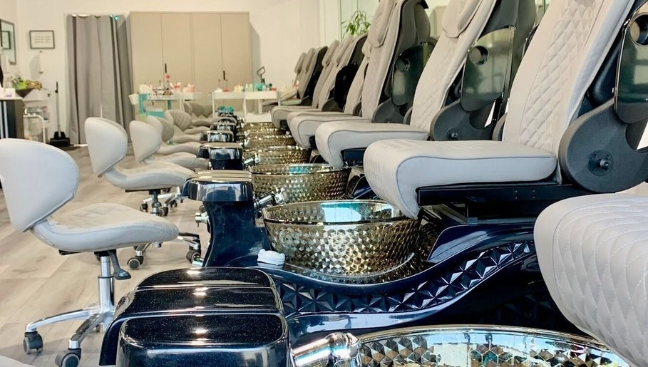 Luxurious pedicure chairs at BeautyBar SGV, San Gabriel, California, US, offering premium foot care services.