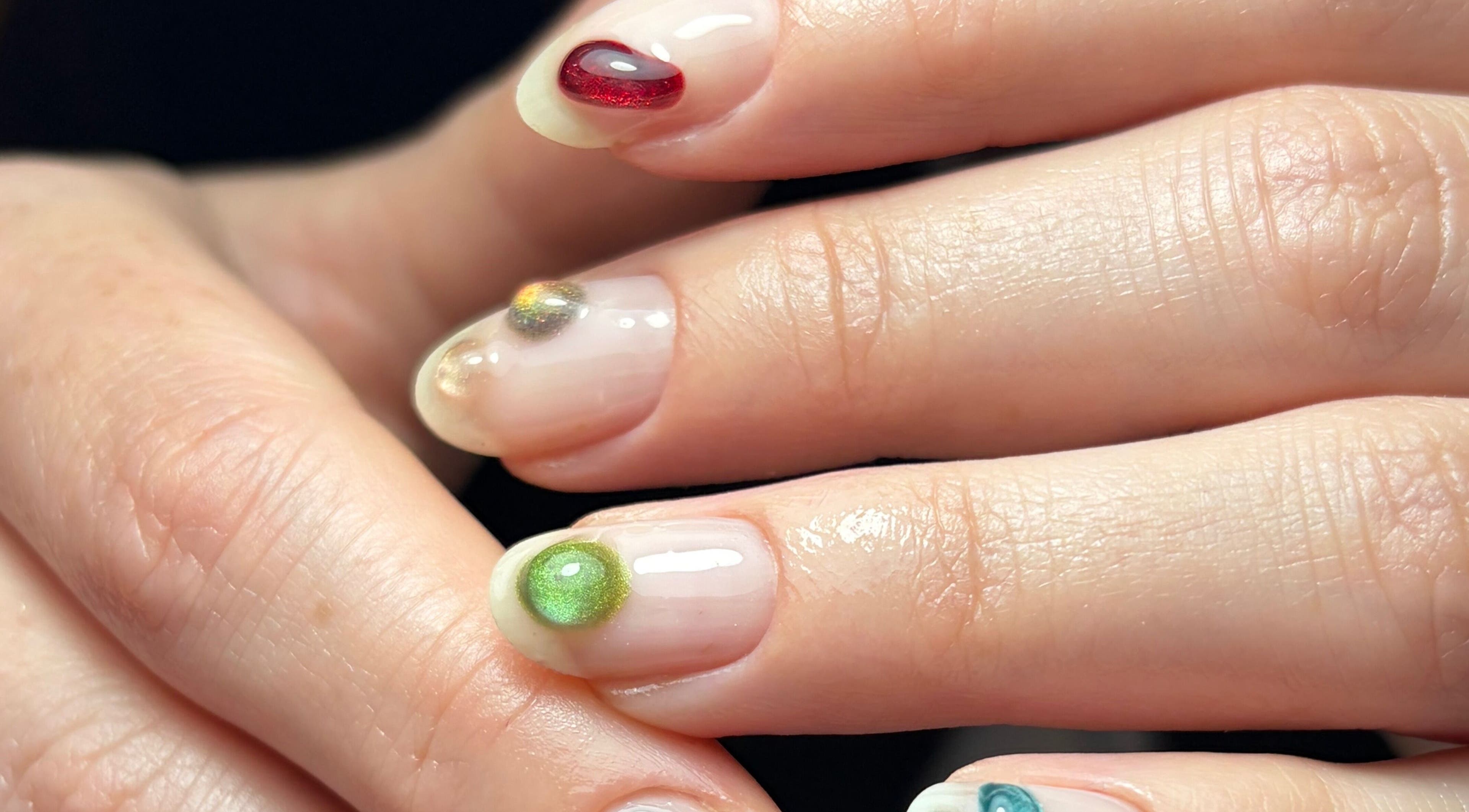 Stunning gem nail art at Claws By Clayre, Glasgow, Scotland, GB.