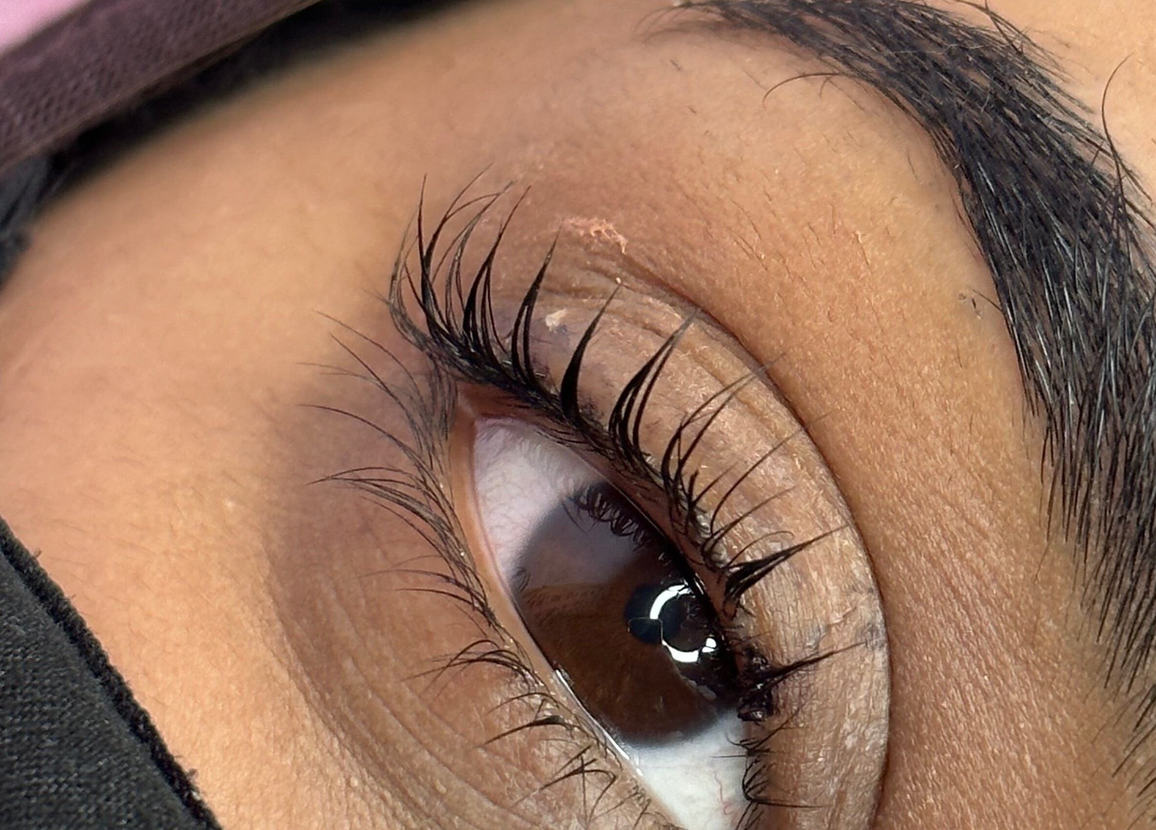 Close-up of enhanced eyelashes at Lash Bar by ST, Birmingham, England, GB.