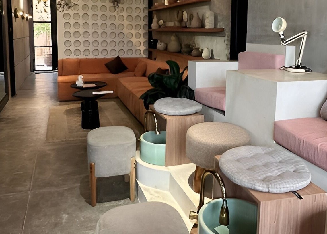 Modern, cozy lounge area in The Rustic Sun - Berawa, Bali, Bali, ID, featuring plush seating and stylish decor.