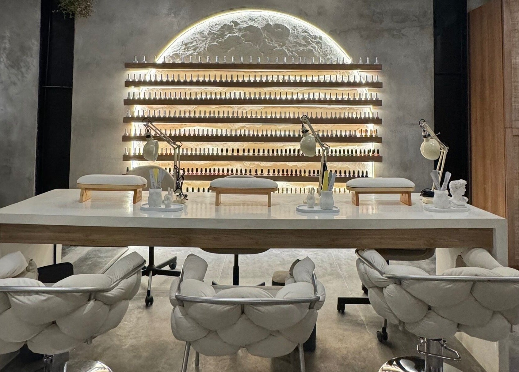 Luxury nail station at The Rustic Sun - Berawa, Bali, Bali, ID with elegant lighting and modern decor.